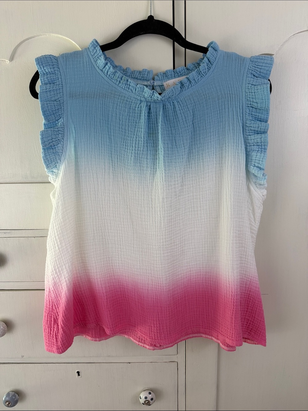 Karlie Ombre Tank Top - Blue, White & Pink L
